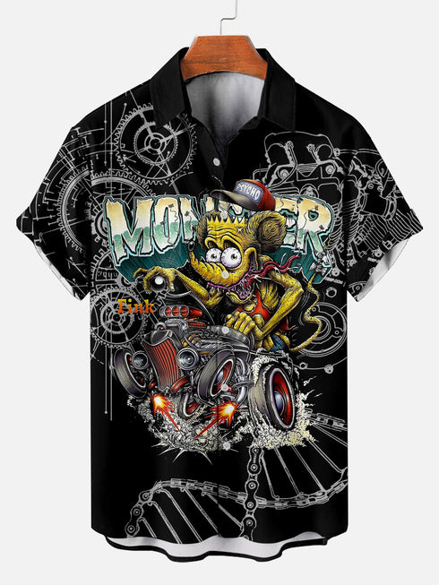 Men's Cartoon Funny Graphic Short Sleeve Hawaiian Shirt