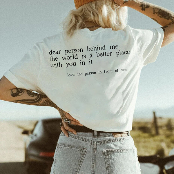 Women's DEAR PERSON BEHIND ME PRINTED T-shirt