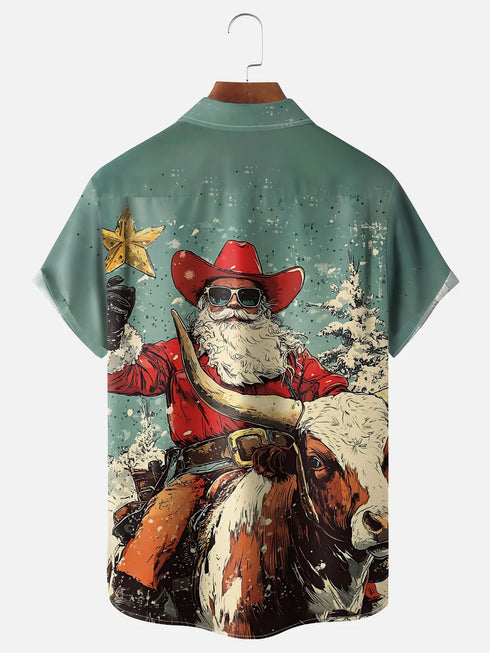 Men's Christmas Funny Graphic Short Sleeve Hawaiian Shirt