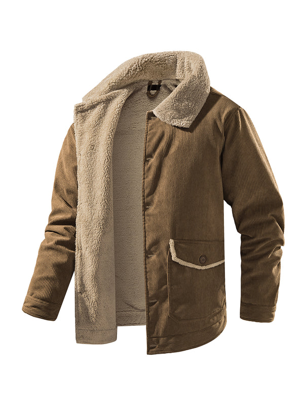 Men's Thickened Lambswool Winter Casual Loose Corduroy Jacket