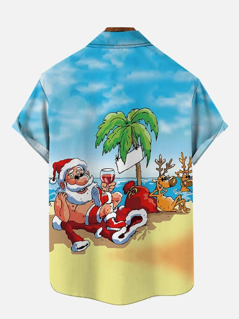 Men's Christmas Funny Graphic Short Sleeve Hawaiian Shirt