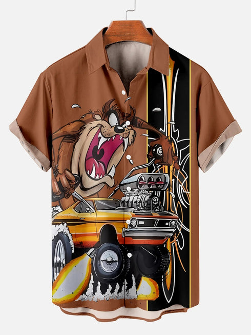 Men's Christmas Cartoon Funny Graphic Short Sleeve Hawaiian Shirt