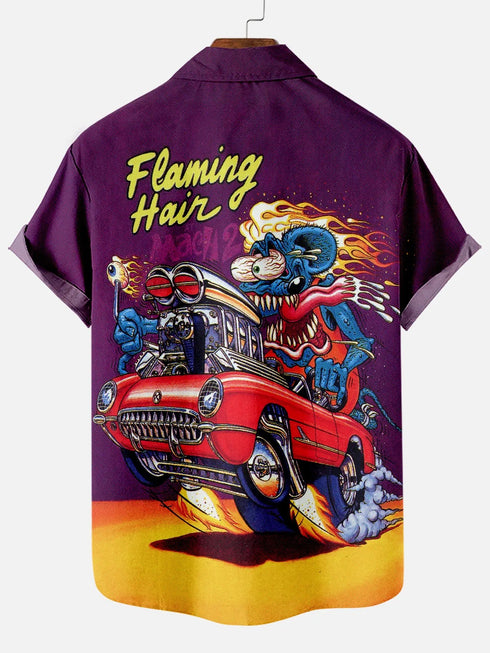 Men's Cartoon Funny Graphic Short Sleeve Hawaiian Shirt