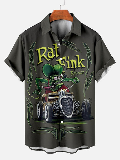 Men's Cartoon Funny Graphic Short Sleeve Hawaiian Shirt