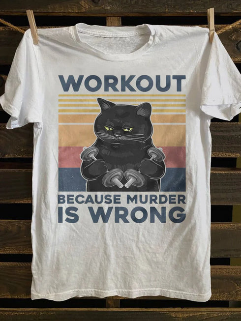 Unisex Because Murder Is Wrong Black Cat T-shirt