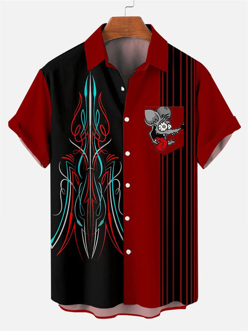 Men's Cartoon Funny Graphic Short Sleeve Hawaiian Shirt