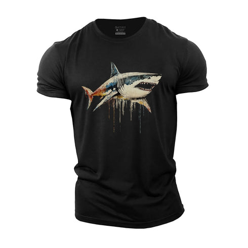 Men's Colorful Shark Cotton T-Shirt