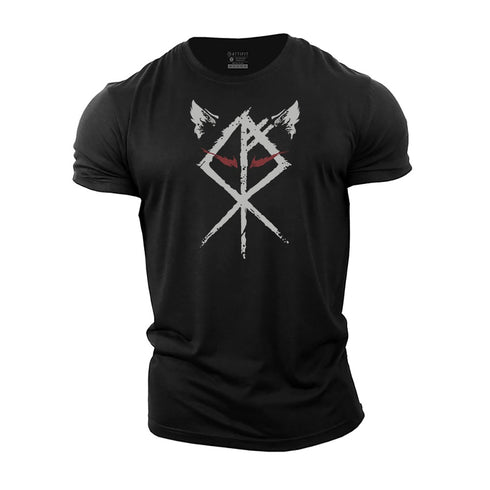 Men's Viking Rune Wolf Cotton T-Shirt