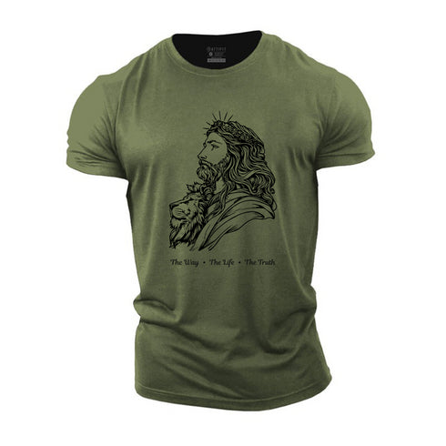 Men's Jesus And Lion Cotton T-Shirt