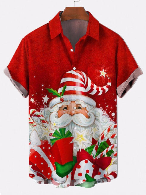 Men's Christmas Funny Graphic Short Sleeve Hawaiian Shirt