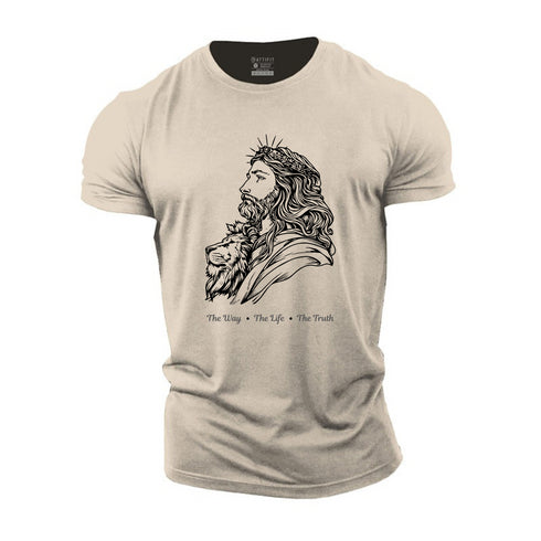Men's Jesus And Lion Cotton T-Shirt