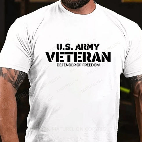 Men's US ARMY VETERAN DEFENDER OF FREEDOM COTTON T-SHIRTS