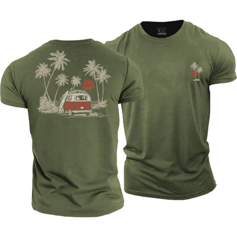 Men's Seaside Bus Cotton T-Shirt