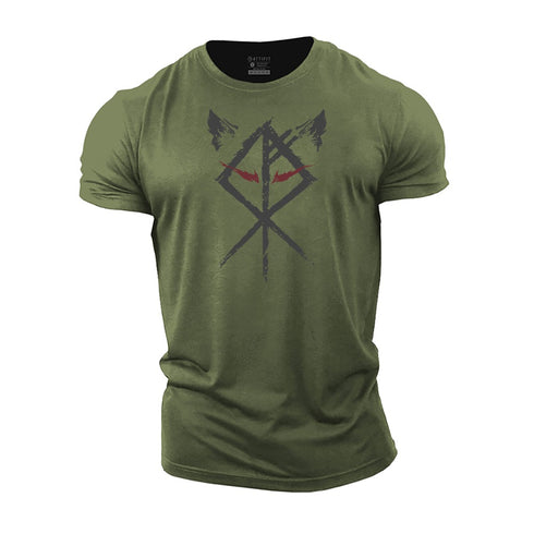 Men's Viking Rune Wolf Cotton T-Shirt