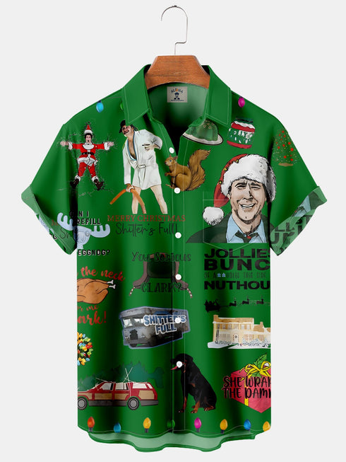 Men's Christmas Funny Graphic Short Sleeve Hawaiian Shirt