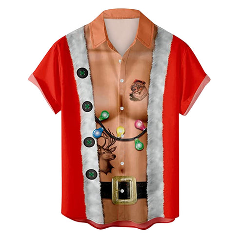 Men's Christmas Funny Graphic Short Sleeve Hawaiian Shirt