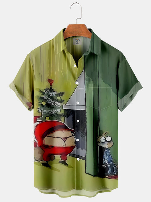 Men's Christmas Funny Graphic Short Sleeve Hawaiian Shirt