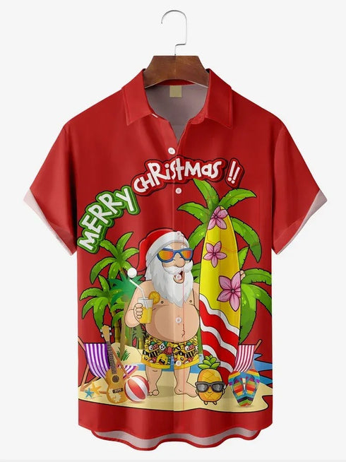 Men's Christmas Funny Graphic Short Sleeve Hawaiian Shirt