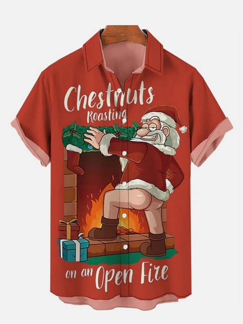 Men's Christmas Funny Graphic Short Sleeve Hawaiian Shirt
