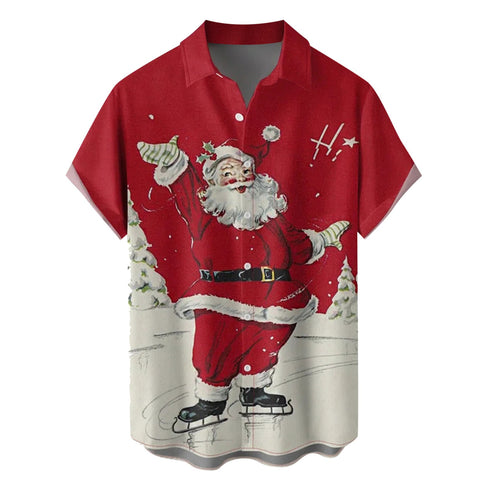 Men's Christmas Funny Graphic Short Sleeve Hawaiian Shirt