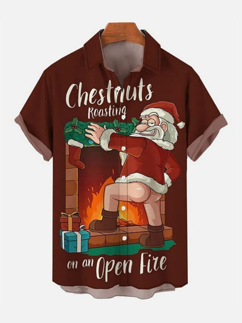 Men's Christmas Funny Graphic Short Sleeve Hawaiian Shirt