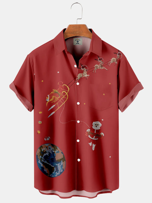 Men's Christmas Funny Graphic Short Sleeve Hawaiian Shirt