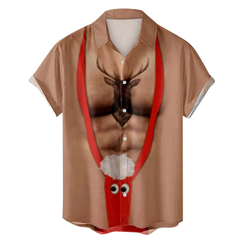 Men's Christmas Funny Graphic Short Sleeve Hawaiian Shirt