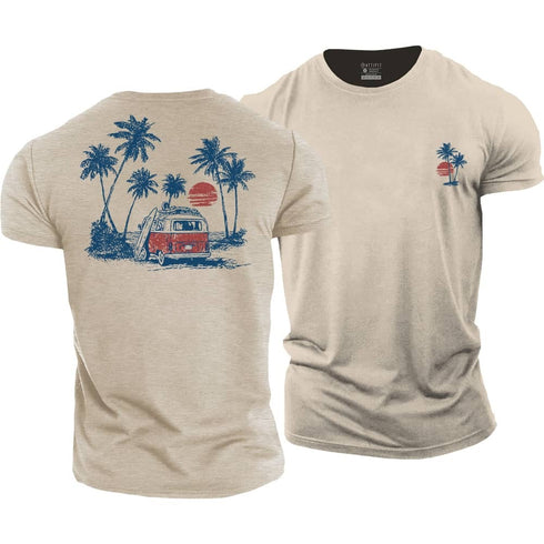Men's Seaside Bus Cotton T-Shirt