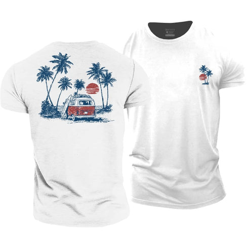 Men's Seaside Bus Cotton T-Shirt