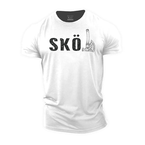 Men's Skol Vikings Axe Cotton T-Shirt
