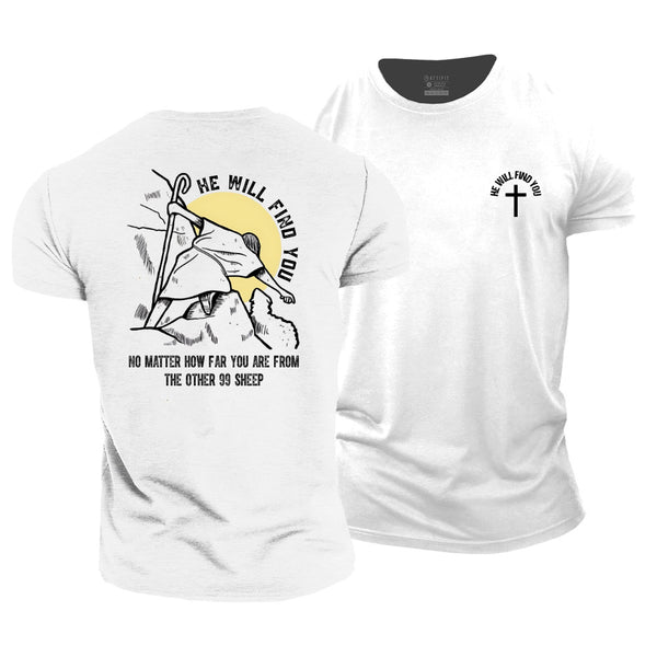 Men's He Will Find You Cotton T-Shirt