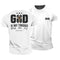 Men's white cotton t-shirt with a crew neck and short sleeves, featuring the text 'GOD IS NOT FINISHED WITH ME YET' on the back and the logo 'G&G' on the front.