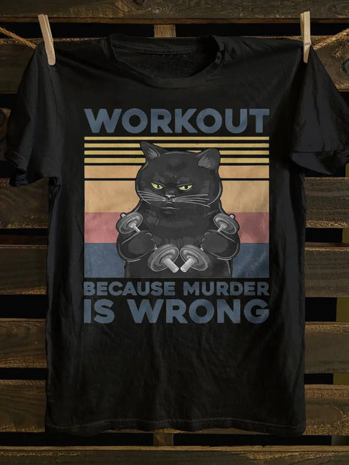 Unisex Because Murder Is Wrong Black Cat T-shirt