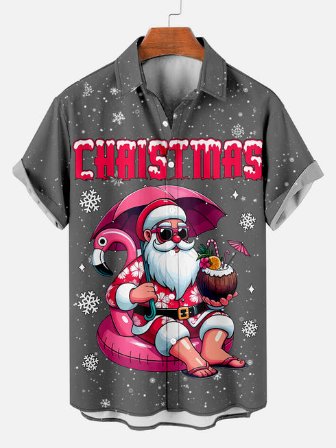 Men's Christmas Funny Graphic Short Sleeve Hawaiian Shirt