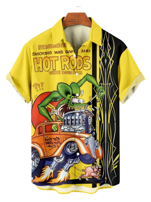 Men's Cartoon Funny Graphic Short Sleeve Hawaiian Shirt