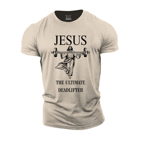Men's Jesus The Ultimate Deadlifter Cotton T-Shirt