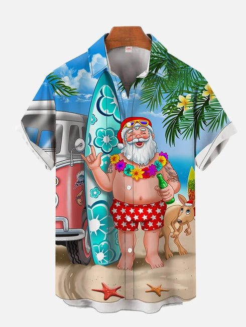 Men's Christmas Funny Graphic Short Sleeve Hawaiian Shirt