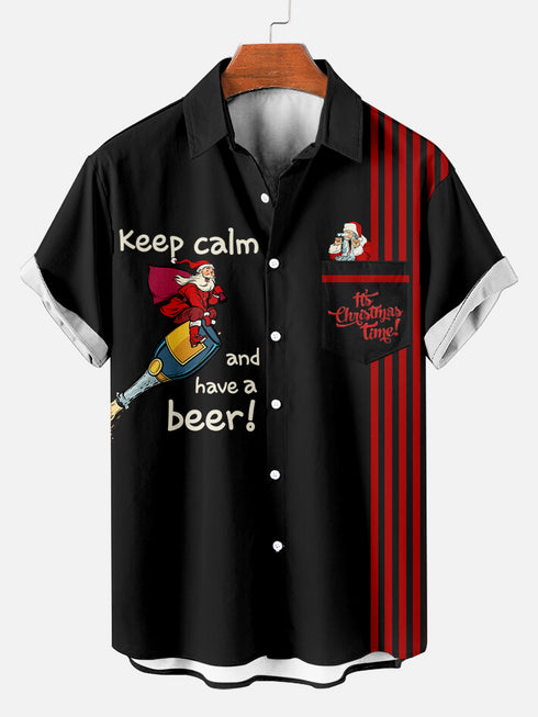 Men's Christmas Funny Graphic Short Sleeve Hawaiian Shirt